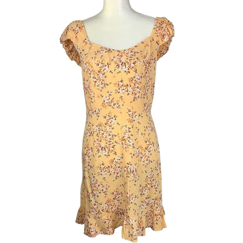 Old Navy Yellow Floral Cami Slip Mini Dress Sundress Size M Cottagecore Coquette
